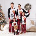 Christmas Family Matching Bear & Letter Print Raglan-sleeve Red Plaid Pajamas Sets (Flame Resistant) redblack image 2