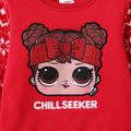 L.O.L. SURPRISE! Kid Girl Christmas Character Print Polar Fleece Splice Sleeve Sweatshirt Red-2 image 2