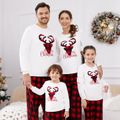 Christmas Family Matching Deer & Letter Embroidered Thickened Polar Fleece Long-sleeve Red Plaid Pajamas Sets (Flame Resistant) redblack image 2