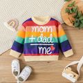 Baby Boy/Girl Heart & Letter Print Rainbow Colorblock Long-sleeve Sweatshirt Multi-color image 1
