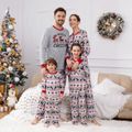 Christmas Family Matching Allover Deer & Snowflake Print Long-sleeve Pajamas Sets (Flame Resistant) MiddleAsh image 2