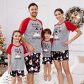 Christmas Family Matching Short-sleeve Snowman & Letter Print Pajamas Sets (Flame Resistant) Black image 2