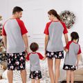 Christmas Family Matching Short-sleeve Snowman & Letter Print Pajamas Sets (Flame Resistant) Black image 3