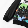 2pcs Kid Girl Dinosaur Print Black Hoodie Sweatshirt and Pants Set Black image 4