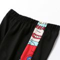 2pcs Kid Boy Character Print Colorblock Hoodie Sweatshirt and Pants Set Black image 5