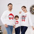 Christmas Graphic Print White Family Matching Long-sleeve Textured Sweatshirts White image 2