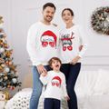 Christmas Graphic Print White Family Matching Long-sleeve Textured Sweatshirts White image 4