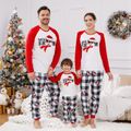 Christmas Family Matching Snowman & Letter Print Red Raglan-sleeve Plaid Pajamas Sets (Flame Resistant) Red image 4