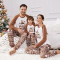 Christmas Family Matching Reindeer & Letter Print Raglan-sleeve Pajamas Sets (Flame Resistant) Khaki image 2