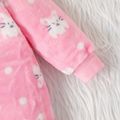 Baby Rabbit Pattern Allover Fluffy Long-sleeve Jumpsuit Pink image 5