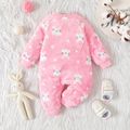 Baby Rabbit Pattern Allover Fluffy Long-sleeve Jumpsuit Pink image 3