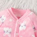 Baby Rabbit Pattern Allover Fluffy Long-sleeve Jumpsuit Pink image 4