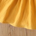 2pcs Toddler Girl Sweet 100% Cotton Ruffled Lace Design Crepe Dress and Headband Yellow image 5