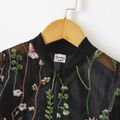 Mommy and Me Floral Embroidered Black Sheer Mesh Long-sleeve Zipper Jacket Black image 5