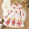 Toddler Girl Sweet Bear Print Long-sleeve Dress Pink image 2