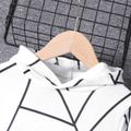 2pcs Kid Boy Geo Print Hoodie Sweatshirt and Pocket Design Pants Set White image 3