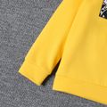 2pcs Kid Boy Letter Print Long-sleeve Tee Allover Print Pocket Design Elasticized Pants Set Yellow image 3