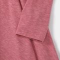 Family Matching Solid V Neck Belted Asymmetric Hem Dresses and Long-sleeve Colorblock Polo Shirts Sets pinkpurple image 5