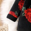 Toddler Girl/Boy Thanksgiving Floral Pattern Knit Sweater Black image 4