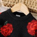 Toddler Girl/Boy Thanksgiving Floral Pattern Knit Sweater Black image 3