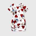 Valentine's Day Mommy and Me Allover Heart & Floral Print V Neck Short-sleeve Twist Knot Bodycon Dresses White image 4