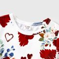 Valentine's Day Mommy and Me Allover Heart & Floral Print V Neck Short-sleeve Twist Knot Bodycon Dresses White image 5