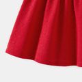 Family Matching Bow Front Red Heart Textured Tank Dresses and Long-sleeve Corduroy Shirts Sets Red image 5