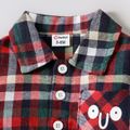 2pcs Baby Boy Graphic Print Long-sleeve Plaid Shirt and Straight-fit Pants Set Red image 4