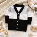 Baby Boy Long-sleeve Colorblock Knitted Sweater Cardigan Grey image 1