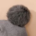 Baby Cute Pattern Pom Pom Decor Beanie Hat & Infinity Scarf Grey image 5