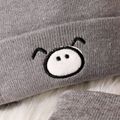 Baby Cute Pattern Pom Pom Decor Beanie Hat & Infinity Scarf Grey image 4