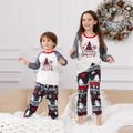 Christmas Tree Snowflake and Letters Print Grey Family Matching Long-sleeve Pajamas Sets (Flame Resistant) Grey image 3