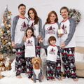 Christmas Tree Snowflake and Letters Print Grey Family Matching Long-sleeve Pajamas Sets (Flame Resistant) Grey image 2