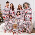 Christmas All Over Reindeer Print Family Matching Long-sleeve Pajamas Sets (Flame Resistant) Red/White image 2