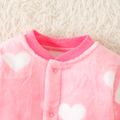 Baby Heart Shape Pattern Allover Fluffy Long-sleeve Jumpsuit Pink image 4