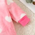 Baby Heart Shape Pattern Allover Fluffy Long-sleeve Jumpsuit Pink image 5