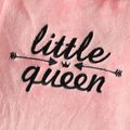 Kid Girl Letter Embroidered Fleece Pink Hooded Sweatshirt Dress Pink image 2