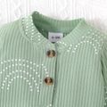2pcs Baby Boy/Girl 95% Cotton Ribbed Rainbow Print Long-sleeve Romper and Pants Set Green image 4