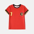 Family Matching Red Short-sleeve Graphic Soccer T-shirts (Belgium) Red image 4
