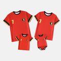 Family Matching Red Short-sleeve Graphic Football T-shirts (Belgium) Red image 2