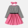 L.O.L. SURPRISE! Toddler Girl Faux-two Stripe Splice Belted Long-sleeve Dress Pink image 4