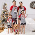 Christmas Santa and Letter Print Family Matching Short-sleeve Pajamas Sets (Flame Resistant) Color block image 1