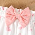 2pcs Baby Girl Unicorn Embroidered Pink Ribbed Ruffle Long-sleeve Top and Bow Front Allover Heart Print Pants Set PinkyWhite image 5