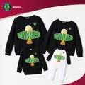 Family Matching 100% Cotton Graphic Black Long-sleeve Football Sweatshirts (Brazil) Black image 1