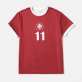 Family Matching Short-sleeve Graphic Red Soccer T-shirts (Qatar) Red image 3