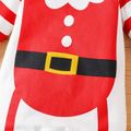 Christmas 2pcs Baby Boy/Girl 95% Cotton Striped Long-sleeve Footed Santa Outfits Jumpsuit with Hat Set White image 4