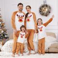 Christmas Family Matching Thickened Coral Fleece Raglan-sleeve Deer Graphic Pajamas Sets (Flame Resistant) ColorBlock image 4
