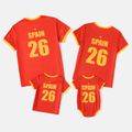 Family Matching Red Short-sleeve Graphic Football T-shirts (Spain) Red image 2