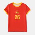 Family Matching Red Short-sleeve Graphic Football T-shirts (Spain) Red image 3