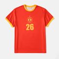 Family Matching Red Short-sleeve Graphic Football T-shirts (Spain) Red image 4